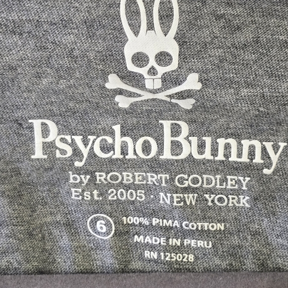 Psycho Bunny V-Neck T-Shirt Gray size 6 - Picture 3 of 4